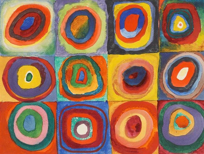 Étude de couleurs – Carrés avec cercles concentriques (1913) | MonOeuvred'art.com 90x120cm